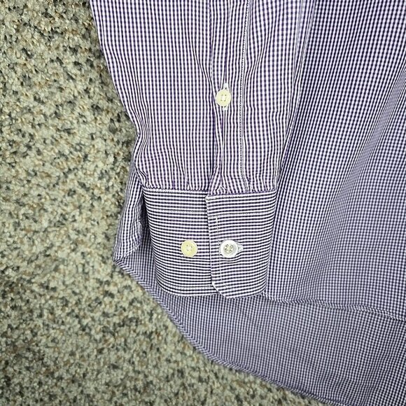 David Donohue Shirt Mens 16.5 34 35 Blue Button Up Check Cotton Light Casual - Picture 2 of 8